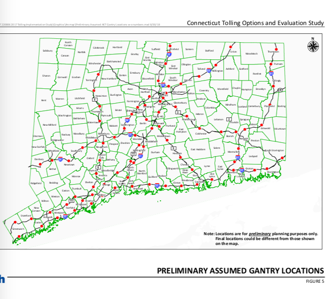 New CTDOT Study Calls for 82 Tolling Gantries on Connecticut Highways