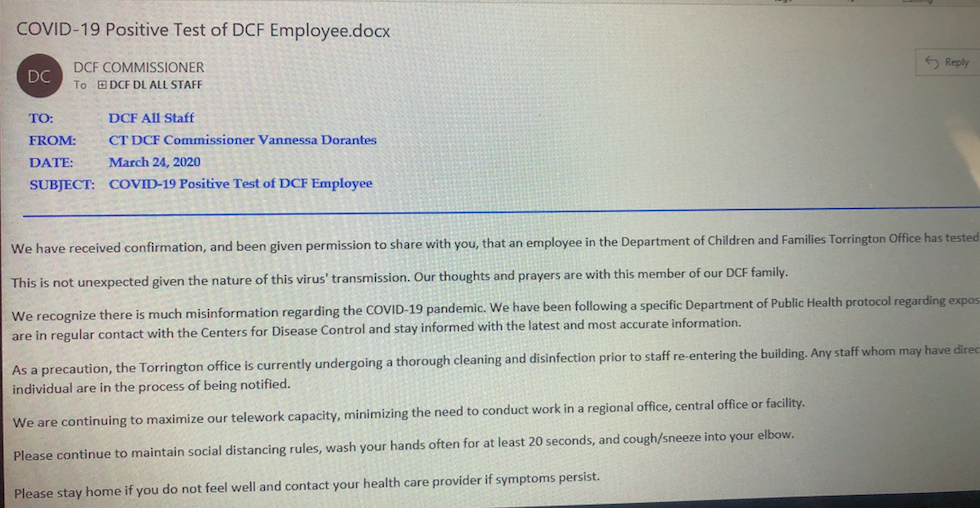 DCF Worker tests positive for COVID-19, according to alert ...