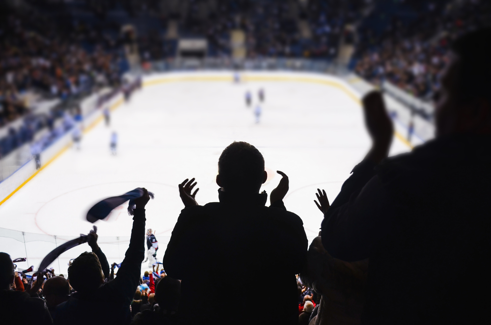 Fans,Support,Team,In,Ice,Hockey,Stadium,-,Happy,People